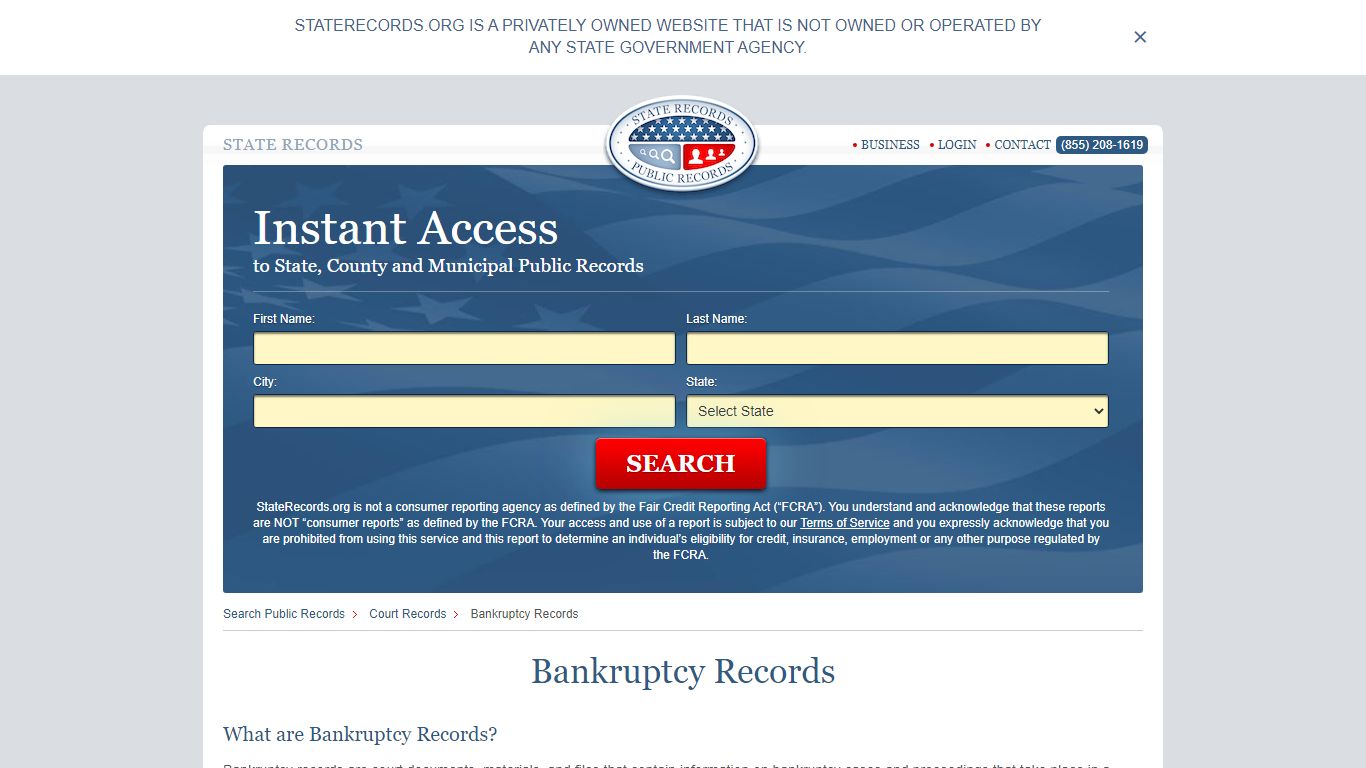 U.S Bankruptcy Records | StateRecords.org
