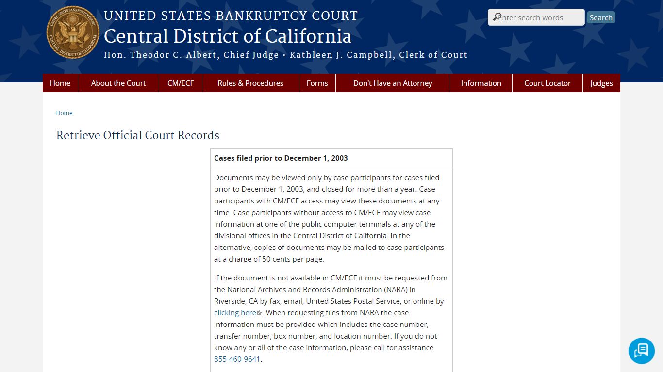 Retrieve Official Court Records - United States Bankruptcy ...